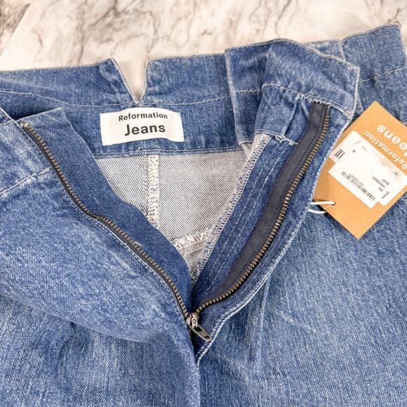 Reformation Sandia Skirt Womens Size 30 Inari Blue Denim Jean Paperbag Boho NWT - Picture 6 of 12
